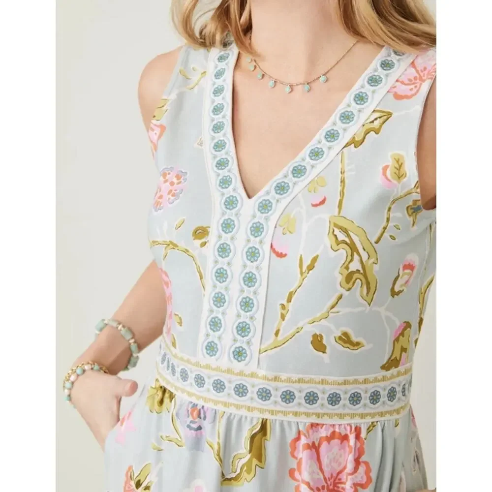 Spartina 449 Jane Jacobean Blue Lexie Jersey Dress Size Small MSRP $188 Stretch